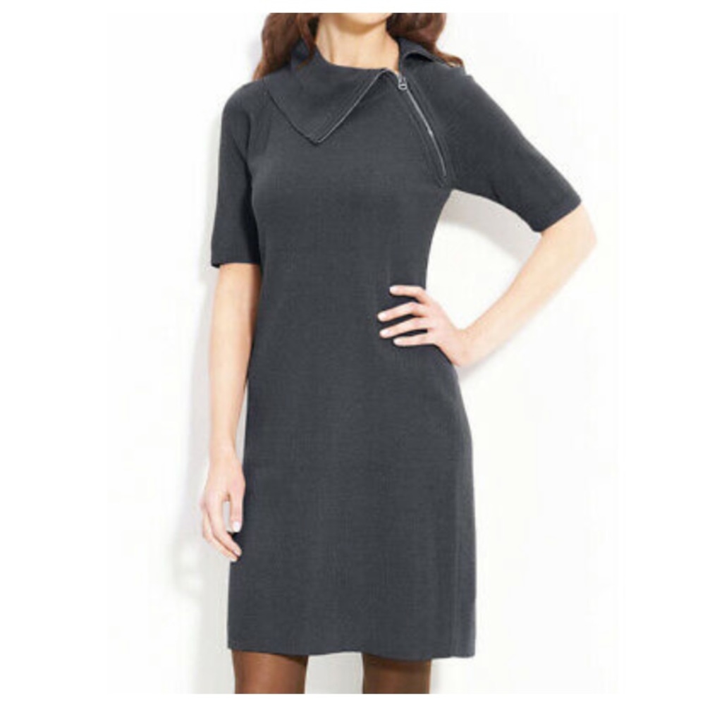 Calvin Klein Black Zip Neck Cowl Sweater Dress